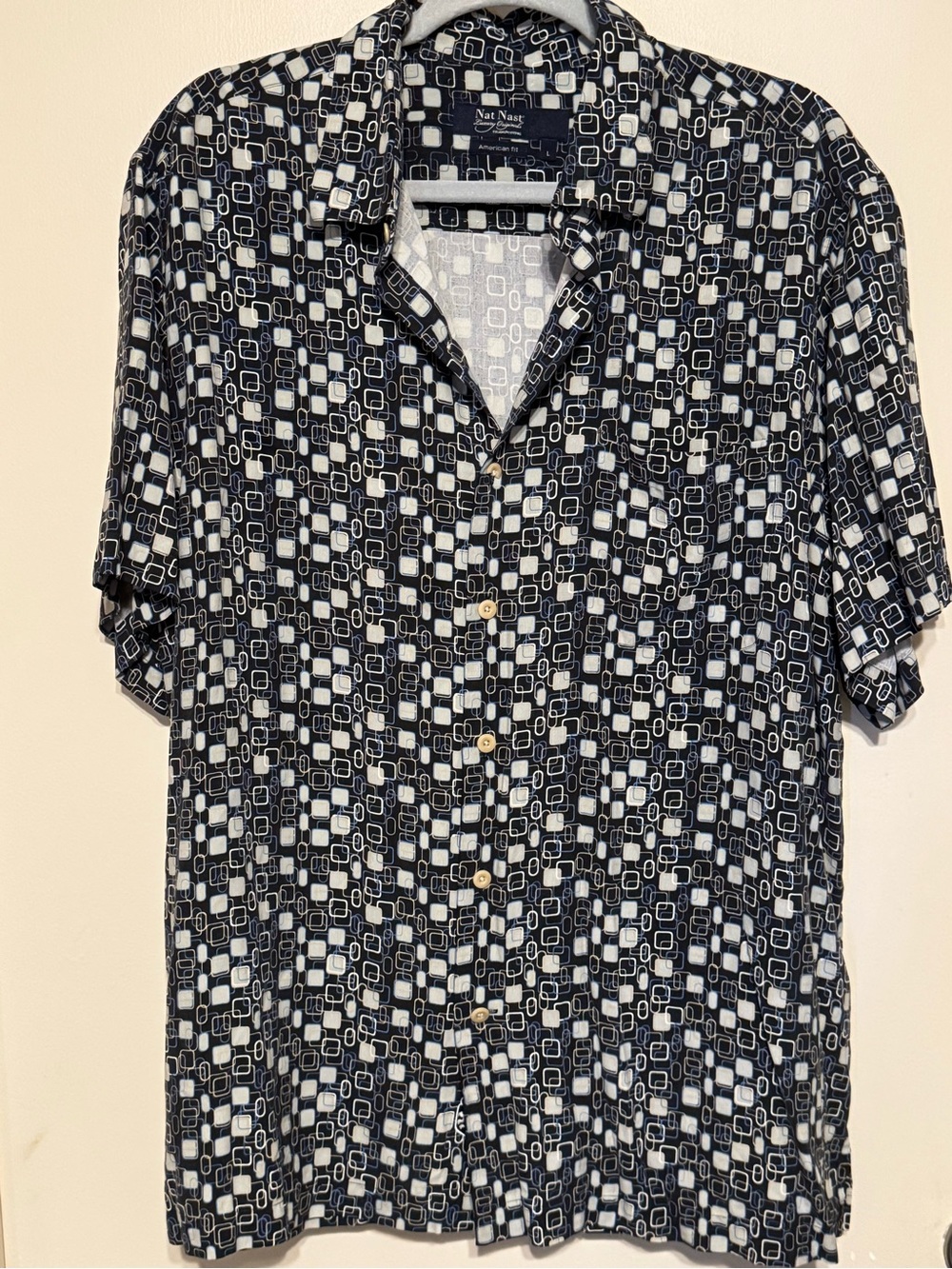 Nat Nast Luxury Originals Silk Short-Sleeve Button-Up Camp Shirt Retro Resort